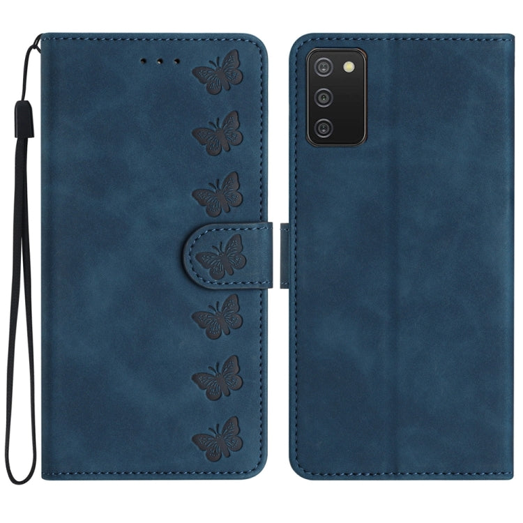 Seven Butterflies Embossed Leather Phone Case, For Samsung Galaxy A02s EU Version, For Samsung Galaxy A03, For Samsung Galaxy A03 Core, For Samsung Galaxy A04