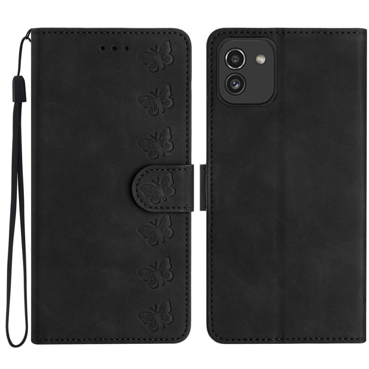 Seven Butterflies Embossed Leather Phone Case, For Samsung Galaxy A02s EU Version, For Samsung Galaxy A03, For Samsung Galaxy A03 Core, For Samsung Galaxy A04