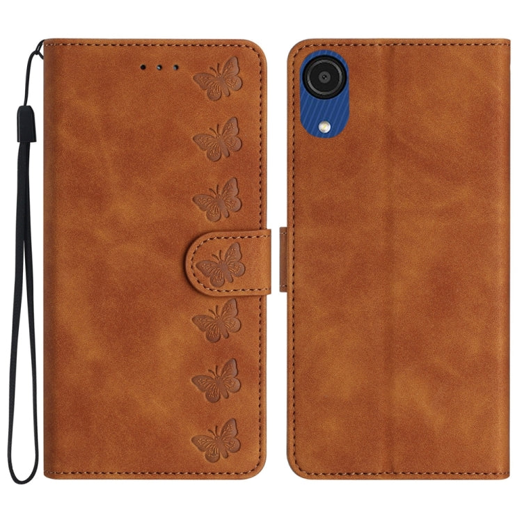 Seven Butterflies Embossed Leather Phone Case, For Samsung Galaxy A02s EU Version, For Samsung Galaxy A03, For Samsung Galaxy A03 Core, For Samsung Galaxy A04