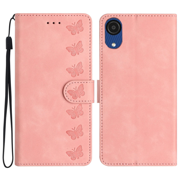 Seven Butterflies Embossed Leather Phone Case, For Samsung Galaxy A02s EU Version, For Samsung Galaxy A03, For Samsung Galaxy A03 Core, For Samsung Galaxy A04
