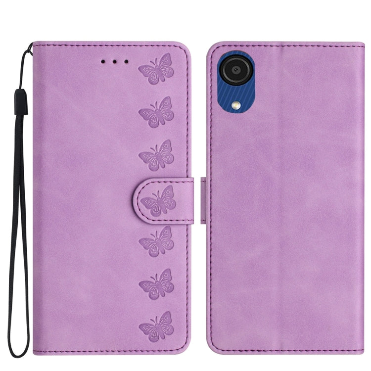 Seven Butterflies Embossed Leather Phone Case, For Samsung Galaxy A02s EU Version, For Samsung Galaxy A03, For Samsung Galaxy A03 Core, For Samsung Galaxy A04