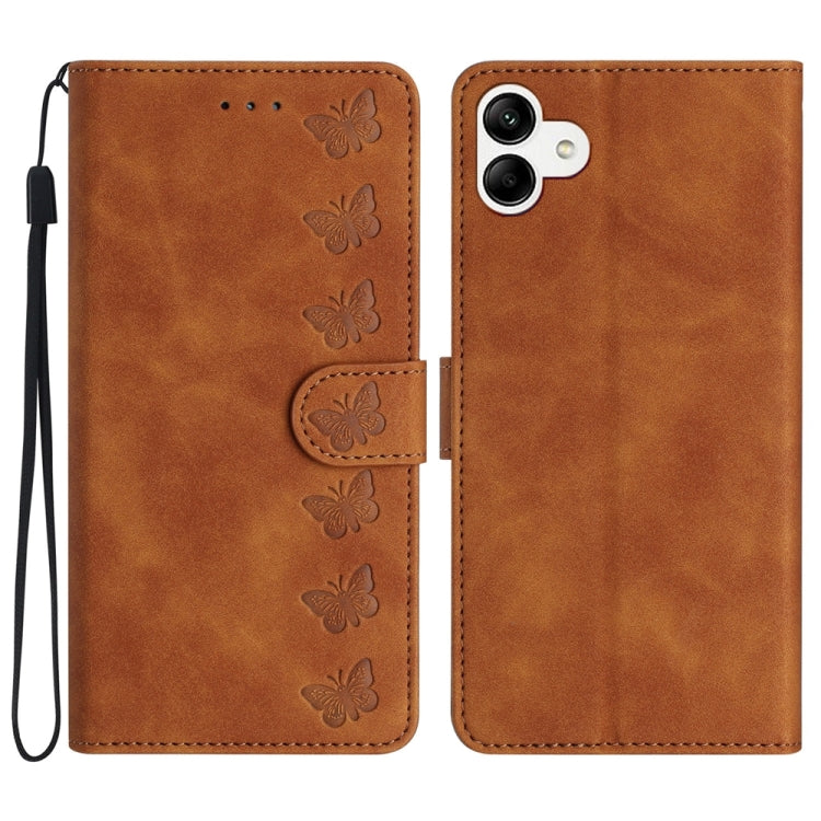 Seven Butterflies Embossed Leather Phone Case, For Samsung Galaxy A02s EU Version, For Samsung Galaxy A03, For Samsung Galaxy A03 Core, For Samsung Galaxy A04