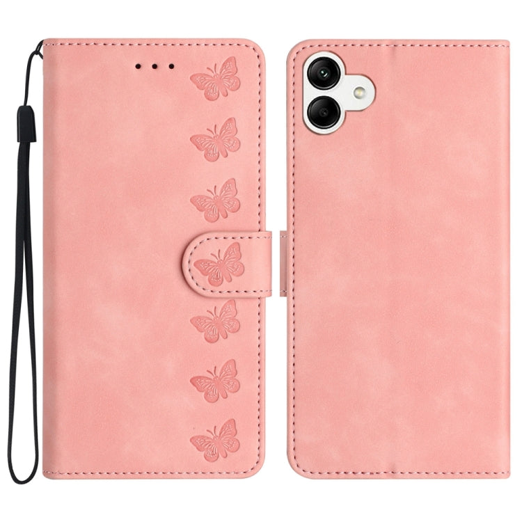 Seven Butterflies Embossed Leather Phone Case, For Samsung Galaxy A02s EU Version, For Samsung Galaxy A03, For Samsung Galaxy A03 Core, For Samsung Galaxy A04