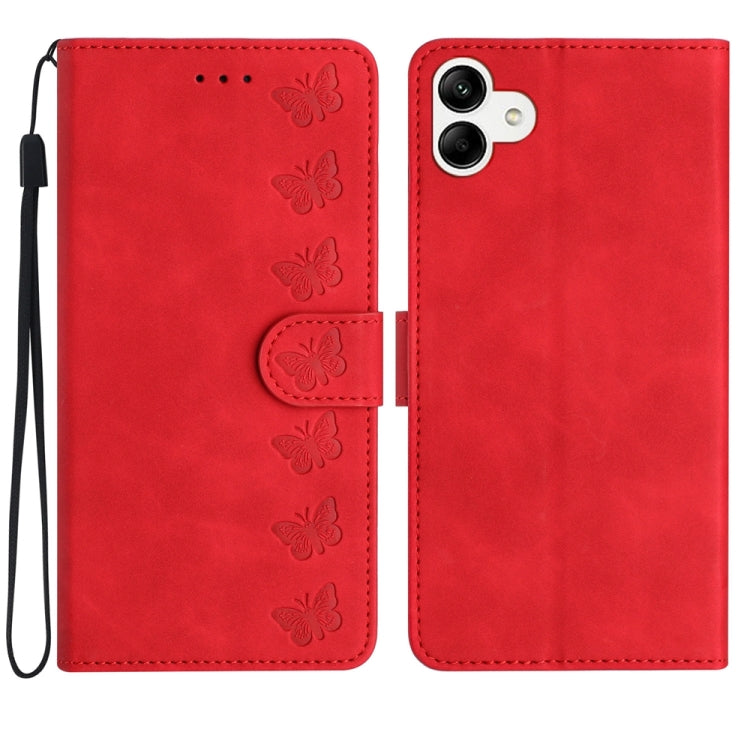 Seven Butterflies Embossed Leather Phone Case, For Samsung Galaxy A02s EU Version, For Samsung Galaxy A03, For Samsung Galaxy A03 Core, For Samsung Galaxy A04