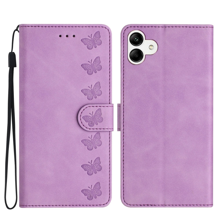 Seven Butterflies Embossed Leather Phone Case, For Samsung Galaxy A02s EU Version, For Samsung Galaxy A03, For Samsung Galaxy A03 Core, For Samsung Galaxy A04