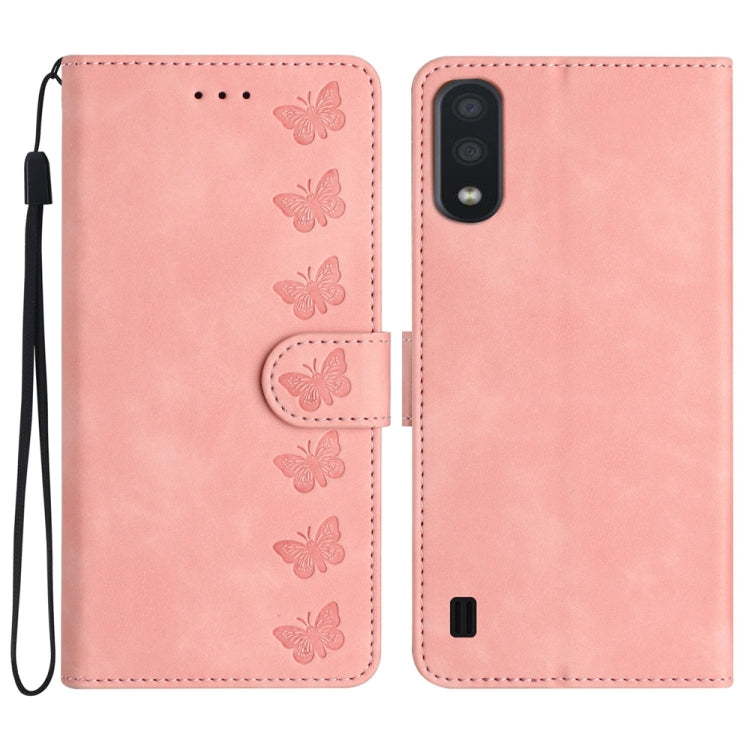 Seven Butterflies Embossed Leather Phone Case, For Samsung Galaxy A05, For Samsung Galaxy A10 / M10, For Samsung Galaxy A12 5G, For Samsung Galaxy A13 4G