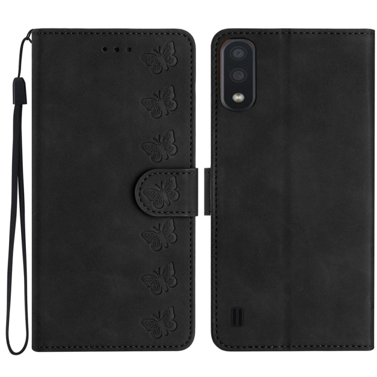Seven Butterflies Embossed Leather Phone Case, For Samsung Galaxy A05, For Samsung Galaxy A10 / M10, For Samsung Galaxy A12 5G, For Samsung Galaxy A13 4G