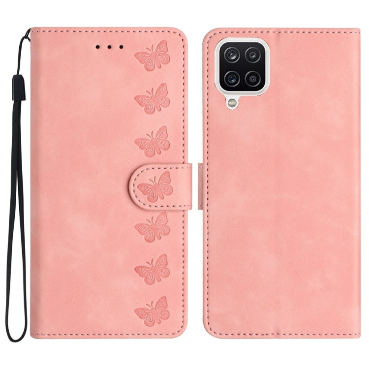 Seven Butterflies Embossed Leather Phone Case, For Samsung Galaxy A20 / A30, For Samsung Galaxy A20e, For Samsung Galaxy A20s, For Samsung Galaxy A22 4G
