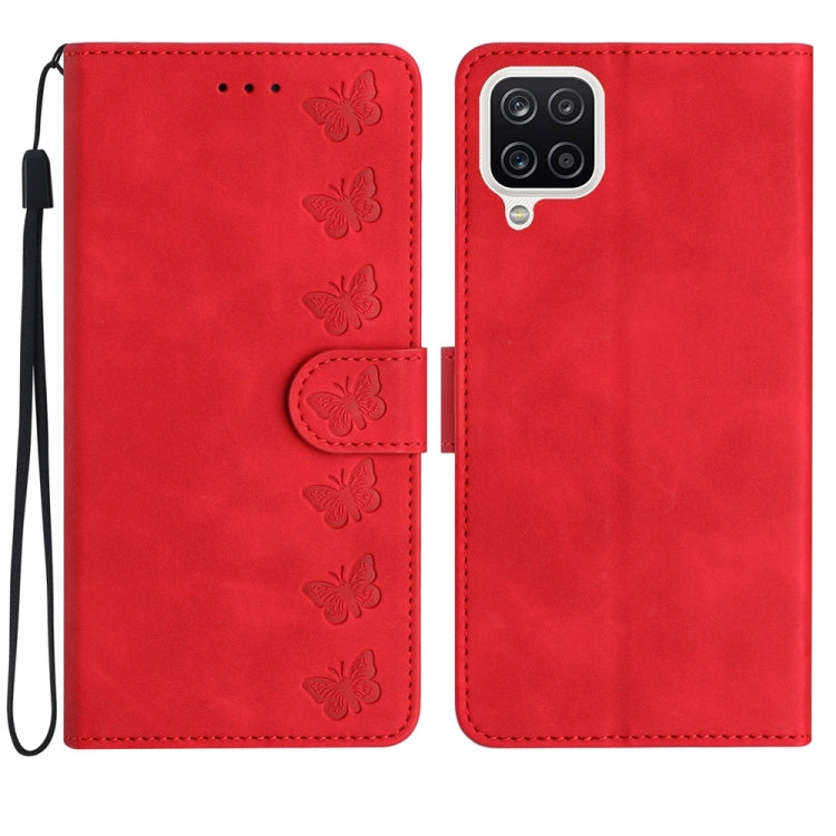 Seven Butterflies Embossed Leather Phone Case, For Samsung Galaxy A20 / A30, For Samsung Galaxy A20e, For Samsung Galaxy A20s, For Samsung Galaxy A22 4G