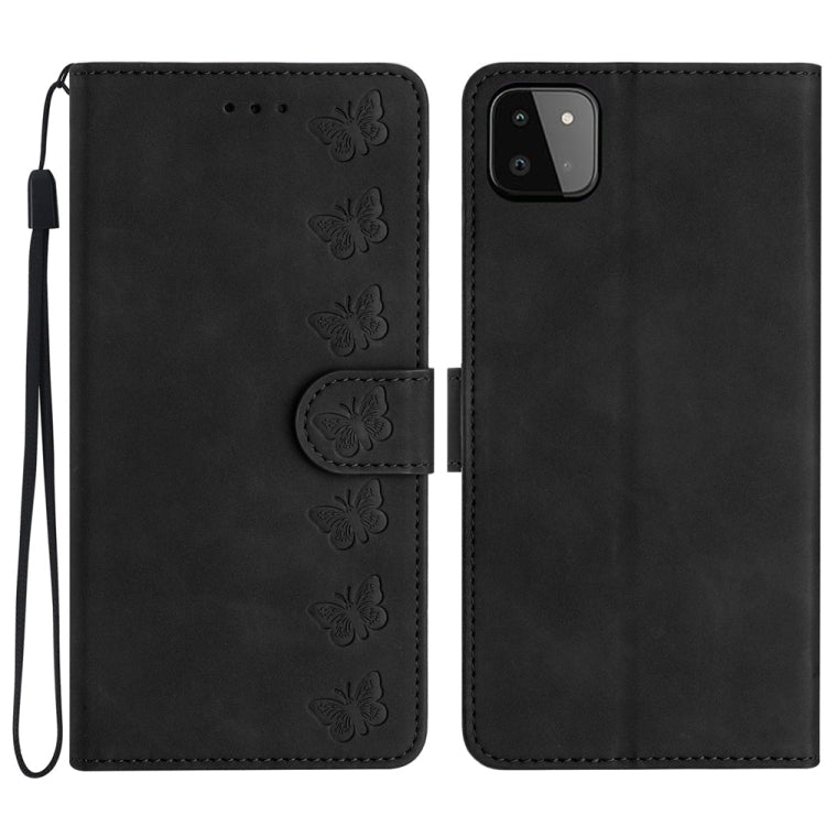 Seven Butterflies Embossed Leather Phone Case, For Samsung Galaxy A22 5G, For Samsung Galaxy A23 5G, For Samsung Galaxy A24 4G, For Samsung Galaxy A32 4G