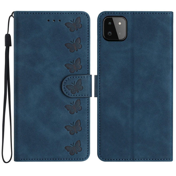 Seven Butterflies Embossed Leather Phone Case, For Samsung Galaxy A22 5G, For Samsung Galaxy A23 5G, For Samsung Galaxy A24 4G, For Samsung Galaxy A32 4G