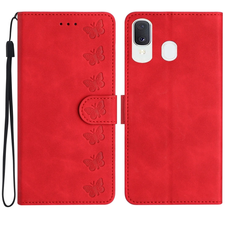 Seven Butterflies Embossed Leather Phone Case, For Samsung Galaxy A32 5G, For Samsung Galaxy A33 5G, For Samsung Galaxy A34, For Samsung Galaxy A40