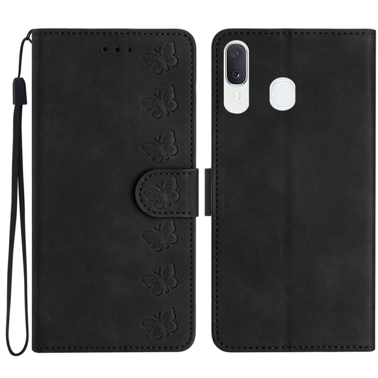 Seven Butterflies Embossed Leather Phone Case, For Samsung Galaxy A32 5G, For Samsung Galaxy A33 5G, For Samsung Galaxy A34, For Samsung Galaxy A40