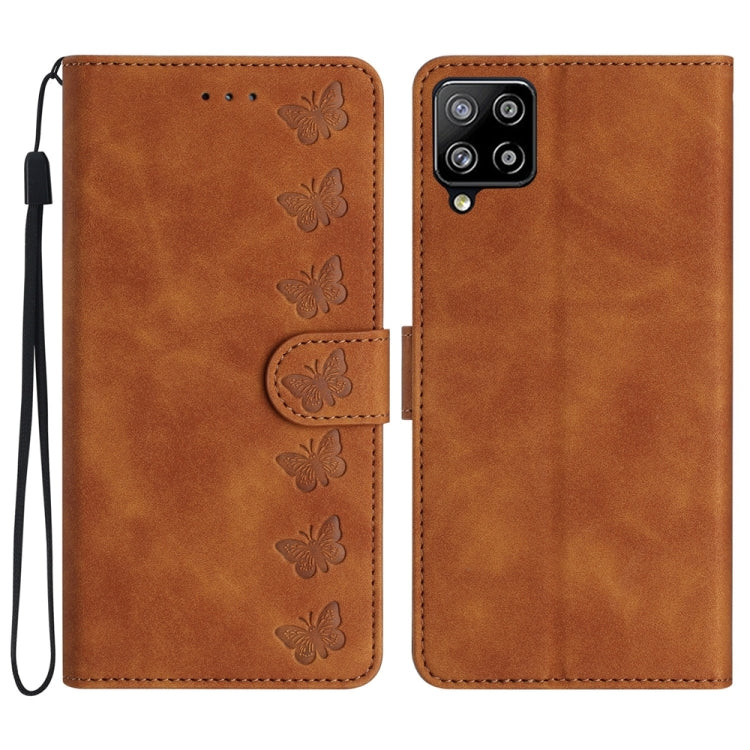 Seven Butterflies Embossed Leather Phone Case, For Samsung Galaxy A41, For Samsung Galaxy A42 5G, For Samsung Galaxy A50, For Samsung Galaxy A51