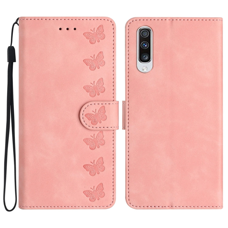 Seven Butterflies Embossed Leather Phone Case, For Samsung Galaxy A41, For Samsung Galaxy A42 5G, For Samsung Galaxy A50, For Samsung Galaxy A51
