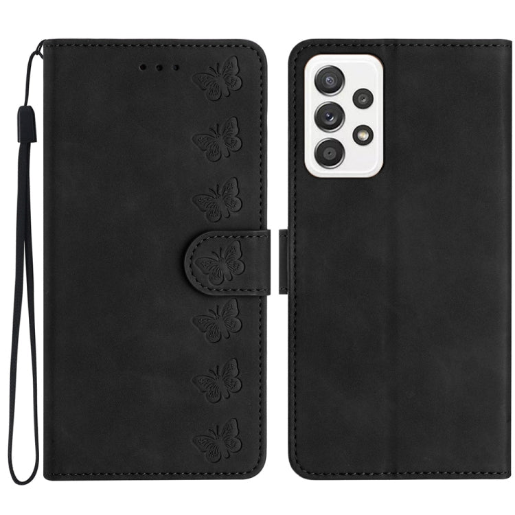 Seven Butterflies Embossed Leather Phone Case, For Samsung Galaxy A52 5G, For Samsung Galaxy A53, For Samsung Galaxy A54, For Samsung Galaxy A70