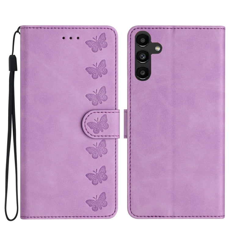 Seven Butterflies Embossed Leather Phone Case, For Samsung Galaxy A52 5G, For Samsung Galaxy A53, For Samsung Galaxy A54, For Samsung Galaxy A70