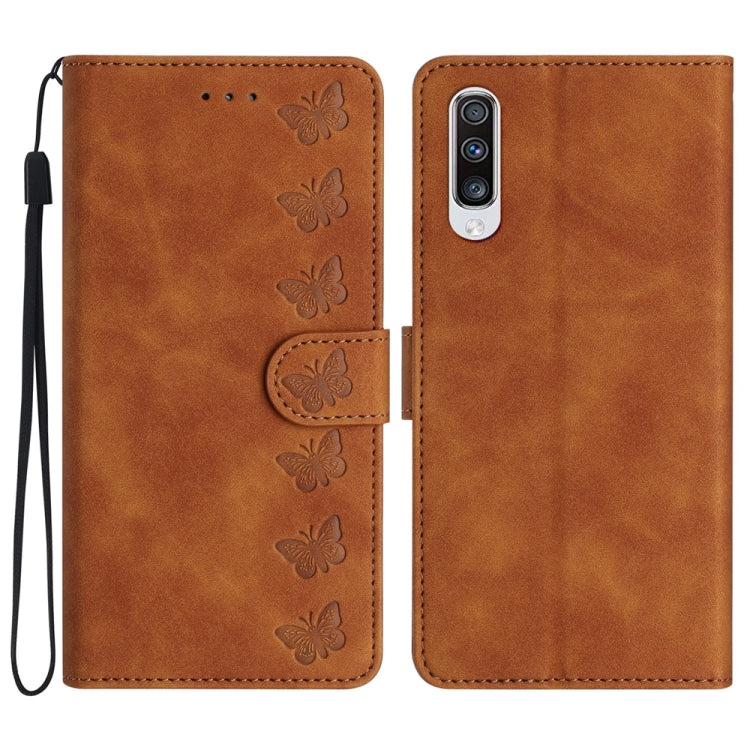 Seven Butterflies Embossed Leather Phone Case, For Samsung Galaxy A52 5G, For Samsung Galaxy A53, For Samsung Galaxy A54, For Samsung Galaxy A70