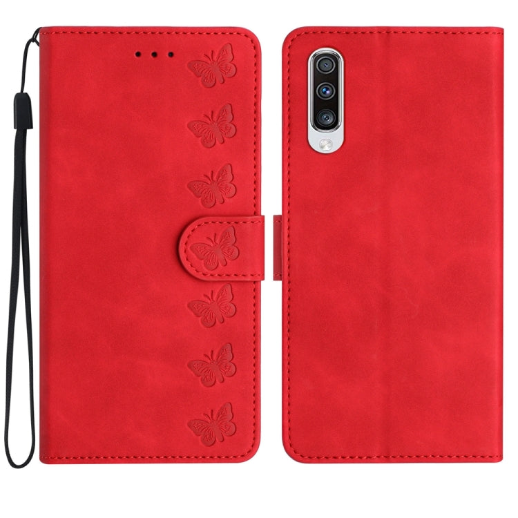 Seven Butterflies Embossed Leather Phone Case, For Samsung Galaxy A52 5G, For Samsung Galaxy A53, For Samsung Galaxy A54, For Samsung Galaxy A70