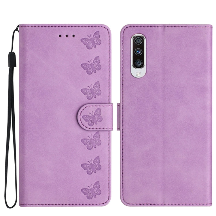 Seven Butterflies Embossed Leather Phone Case, For Samsung Galaxy A52 5G, For Samsung Galaxy A53, For Samsung Galaxy A54, For Samsung Galaxy A70