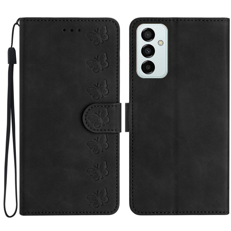 Seven Butterflies Embossed Leather Phone Case, For Samsung Galaxy A71, For Samsung Galaxy A72 5G, For Samsung Galaxy A73 5G, For Samsung Galaxy M23