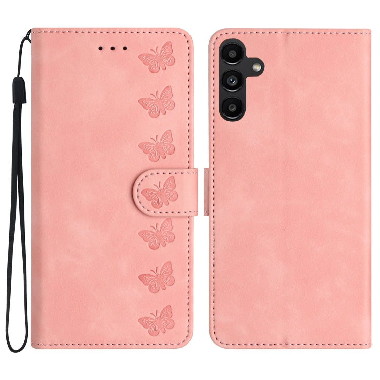 Seven Butterflies Embossed Leather Phone Case, For Samsung Galaxy A13 5G, For Samsung Galaxy A14 5G, For Samsung Galaxy S24 5G, For Samsung Galaxy A05s