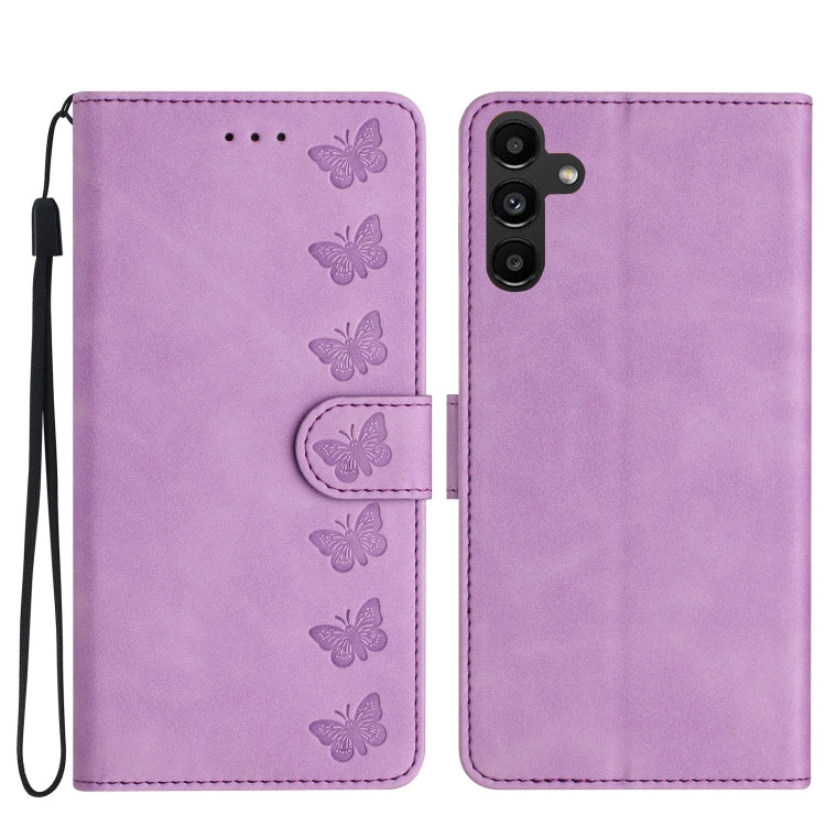 Seven Butterflies Embossed Leather Phone Case, For Samsung Galaxy A13 5G, For Samsung Galaxy A14 5G, For Samsung Galaxy S24 5G, For Samsung Galaxy A05s