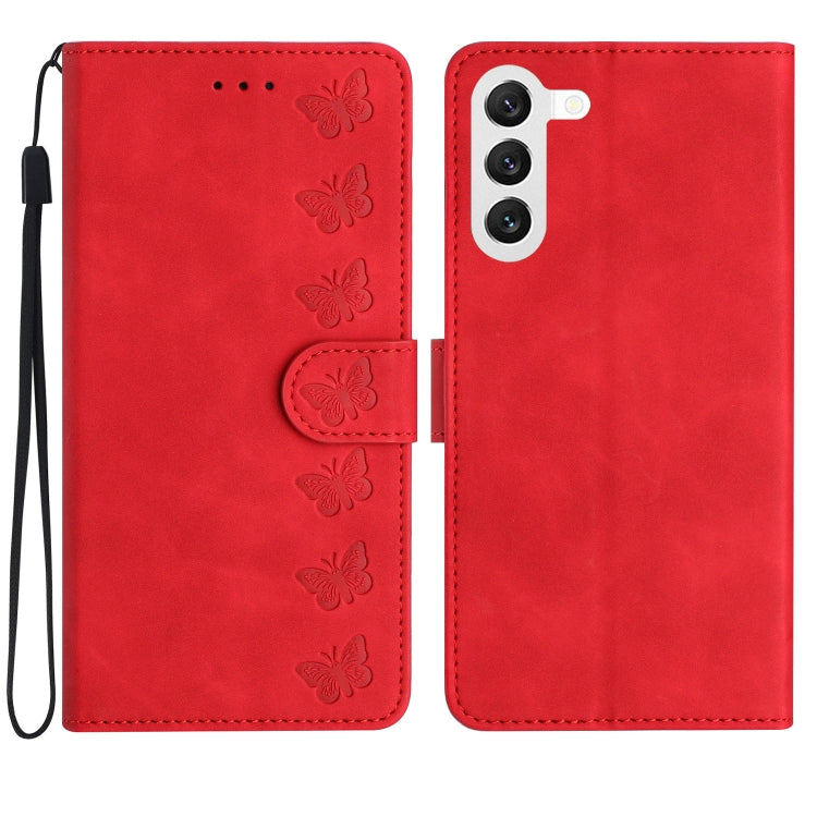 Seven Butterflies Embossed Leather Phone Case, For Samsung Galaxy A13 5G, For Samsung Galaxy A14 5G, For Samsung Galaxy S24 5G, For Samsung Galaxy A05s