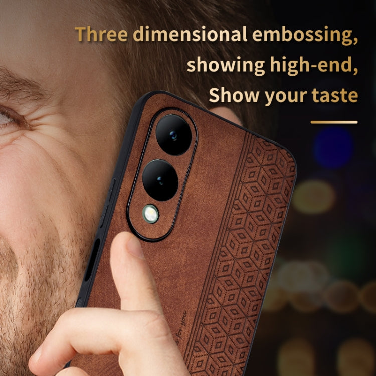For vivo Y17S AZNS 3D Embossed Skin Feel Phone Case(Black)