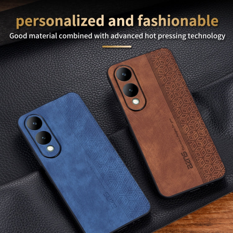 For vivo Y17S AZNS 3D Embossed Skin Feel Phone Case(Brown)