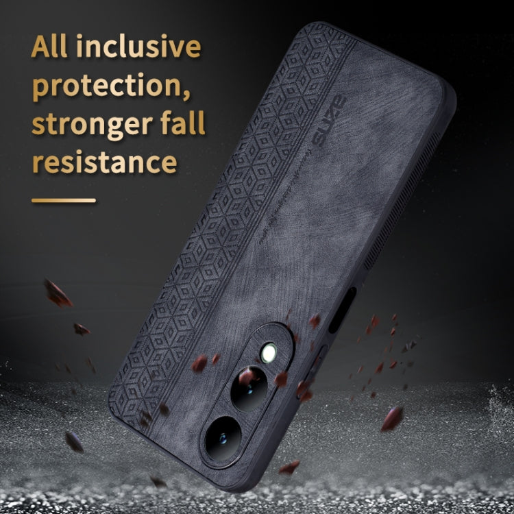 For vivo Y17S AZNS 3D Embossed Skin Feel Phone Case(Brown)