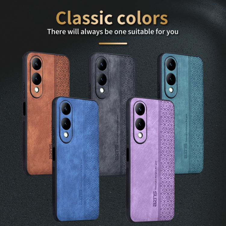 For vivo Y17S AZNS 3D Embossed Skin Feel Phone Case(Brown)