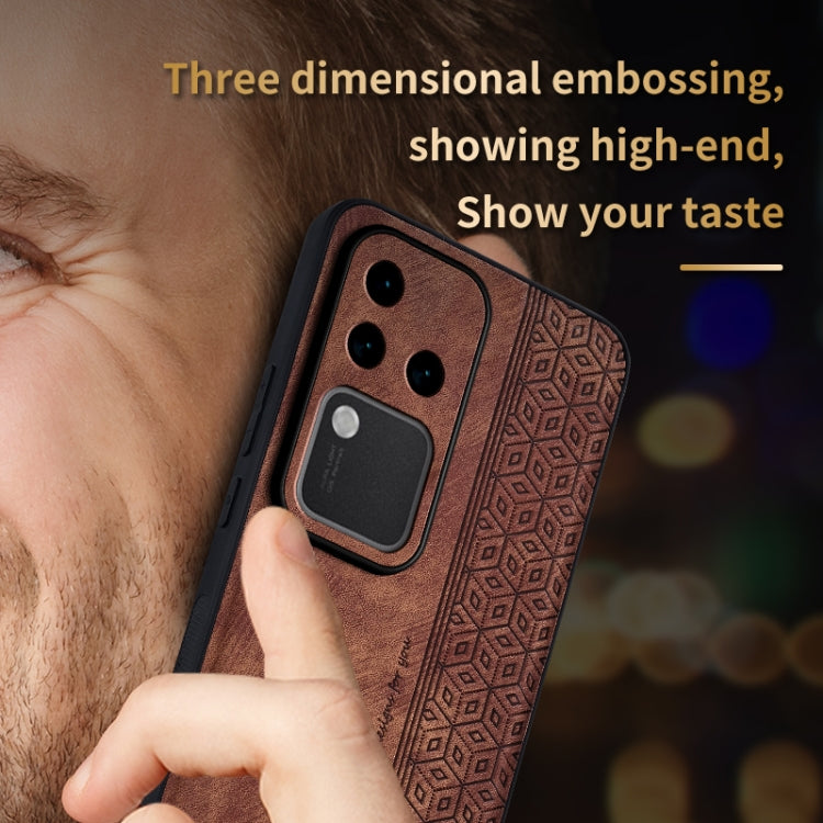 For vivo S18 Pro AZNS 3D Embossed Skin Feel Phone Case(Brown)