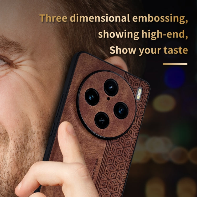 For vivo X100 Pro AZNS 3D Embossed Skin Feel Phone Case(Brown)