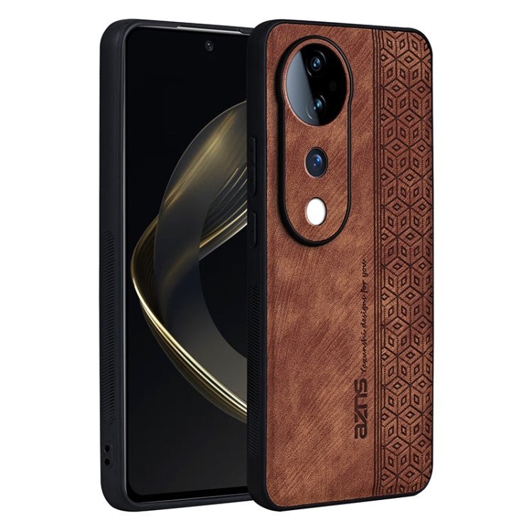 For vivo S19 Pro AZNS 3D Embossed Skin Feel Phone Case(Brown)