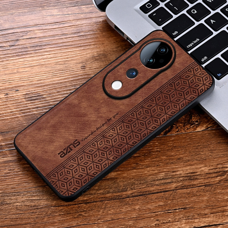 For vivo S19 Pro AZNS 3D Embossed Skin Feel Phone Case(Brown)