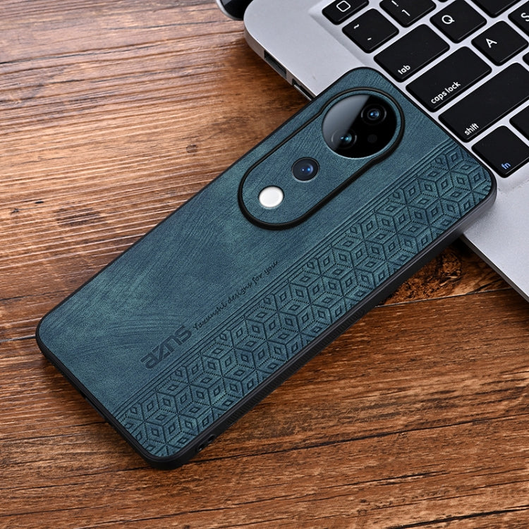 For vivo S19 AZNS 3D Embossed Skin Feel Phone Case(Dark Green)