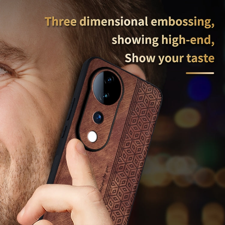 For vivo S19 AZNS 3D Embossed Skin Feel Phone Case(Dark Green)