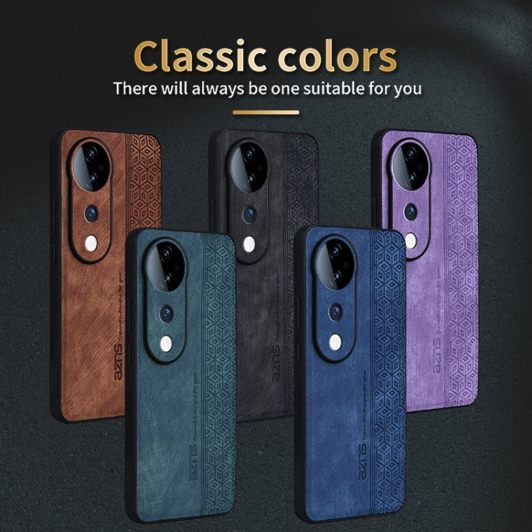 For vivo S19 AZNS 3D Embossed Skin Feel Phone Case(Dark Green)