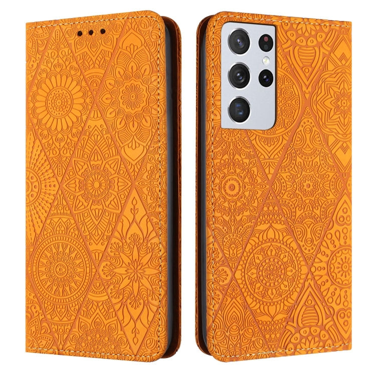 Ethnic Embossed Adsorption Leather Phone Case, For Samsung Galaxy S22 Ultra 5G, For Samsung Galaxy S21 5G, For Samsung Galaxy S21+ 5G, For Samsung Galaxy S21 Ultra 5G