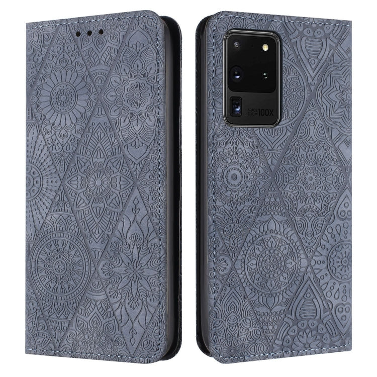 Ethnic Embossed Adsorption Leather Phone Case, For Samsung Galaxy S20 Ultra, For Samsung Galaxy A02s 166mm, For Samsung Galaxy A03s 166mm, For Samsung Galaxy A12 5G