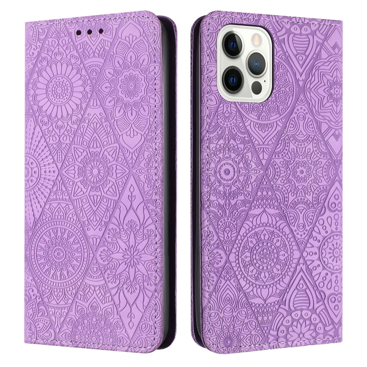 Ethnic Embossed Adsorption Leather Phone Case, For iPhone 13, For iPhone 13 Pro, For iPhone 13 Pro Max, For iPhone 12 / 12 Pro