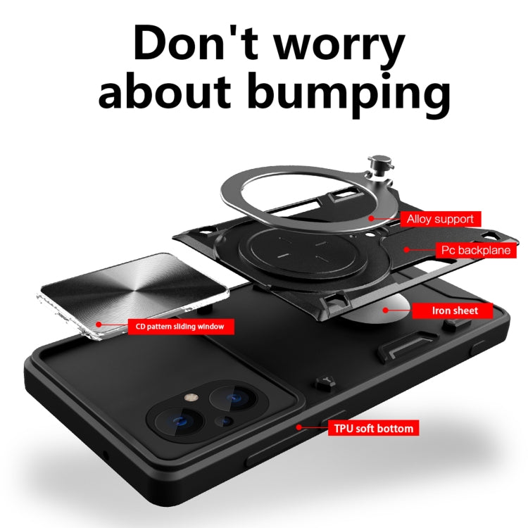 CD Texture Sliding Camshield Magnetic Holder Phone Case, For Xiaomi Poco M5 5G, For Xiaomi Redmi A1 4G, For Xiaomi Redmi Note 11 Global, For Xiaomi Redmi K40S / Poco F4