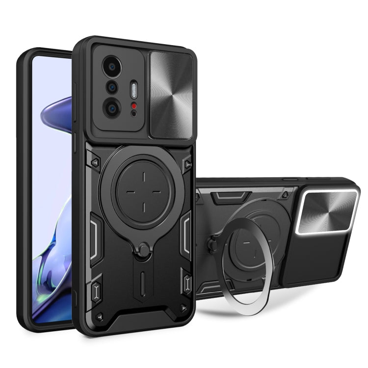 CD Texture Sliding Camshield Magnetic Holder Phone Case, For Xiaomi 11T, For Xiaomi Mi 11 Lite 4G / 5G, For Xiaomi Redmi Note 9 4G