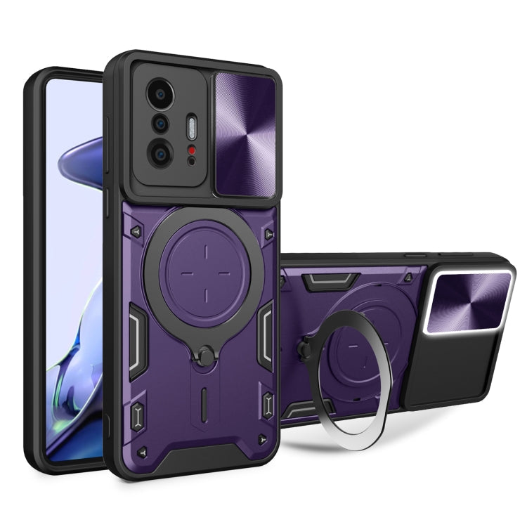 CD Texture Sliding Camshield Magnetic Holder Phone Case, For Xiaomi 11T, For Xiaomi Mi 11 Lite 4G / 5G, For Xiaomi Redmi Note 9 4G