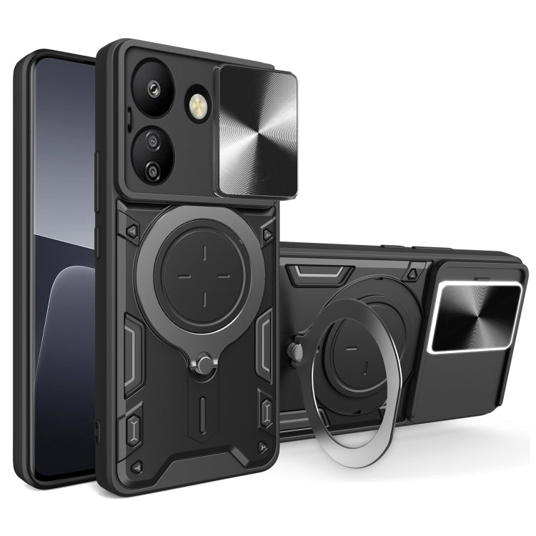 CD Texture Sliding Camshield Magnetic Holder Phone Case, For Xiaomi Redmi A3, For Xiaomi Redmi 13C 5G Global, For Xiaomi Redmi Note 13 5G, For Xiaomi Redmi 13C 4G