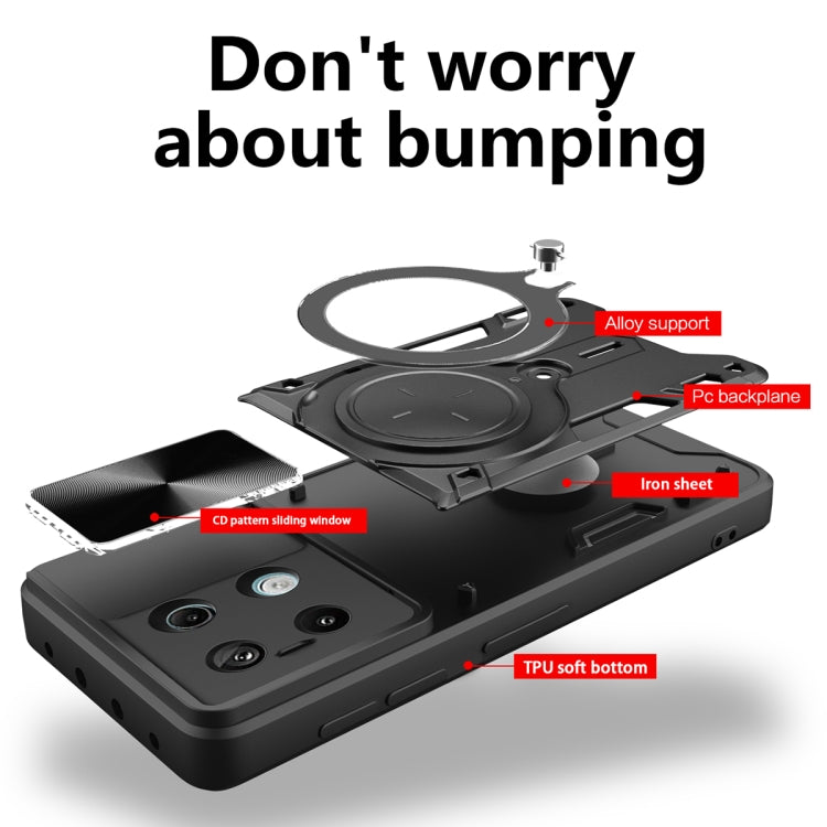 CD Texture Sliding Camshield Magnetic Holder Phone Case, For Xiaomi Redmi Note 13 Pro 5G, For Xiaomi 13T / Redmi K60 Ultra, For Xiaomi Redmi Note 12 Turbo, For Xiaomi Poco F5 Pro/Redmi K60