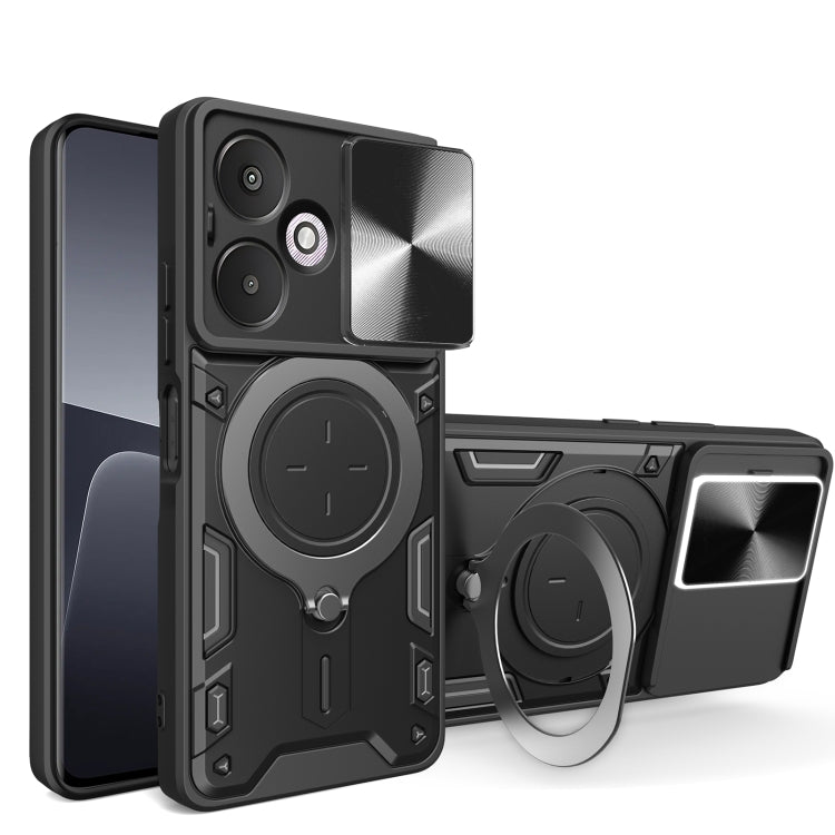 CD Texture Sliding Camshield Magnetic Holder Phone Case, For Xiaomi Redmi A3, For Xiaomi Redmi 13C 5G Global, For Xiaomi Redmi Note 13 5G, For Xiaomi Redmi 13C 4G