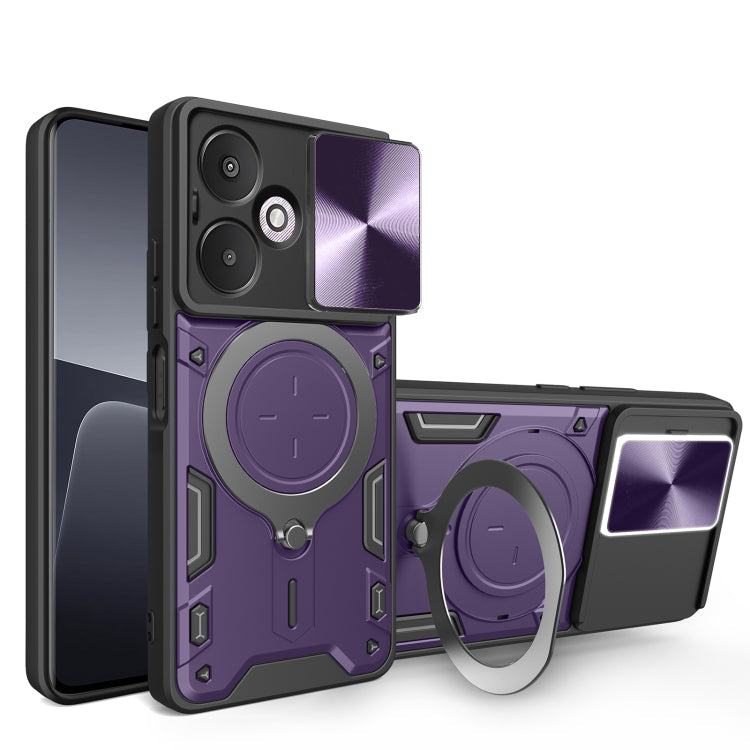 CD Texture Sliding Camshield Magnetic Holder Phone Case, For Xiaomi Redmi A3, For Xiaomi Redmi 13C 5G Global, For Xiaomi Redmi Note 13 5G, For Xiaomi Redmi 13C 4G