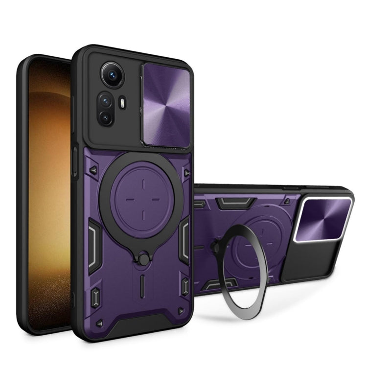CD Texture Sliding Camshield Magnetic Holder Phone Case, For Xiaomi Redmi Note 12S 4G, For Xiaomi Redmi Note 12 4G, For Xiaomi Redmi Note 12 Pro 5G, For Xiaomi Redmi 12C